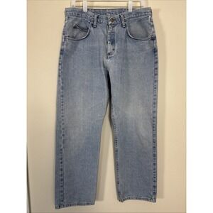 Wrangler Jeans Mens 34x30 Light Wash Relaxed Fit Blue Denim Pants Straight Leg